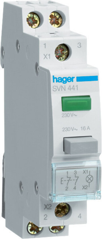 HAGER PULSDR.2V 16A+LED GR SVN441